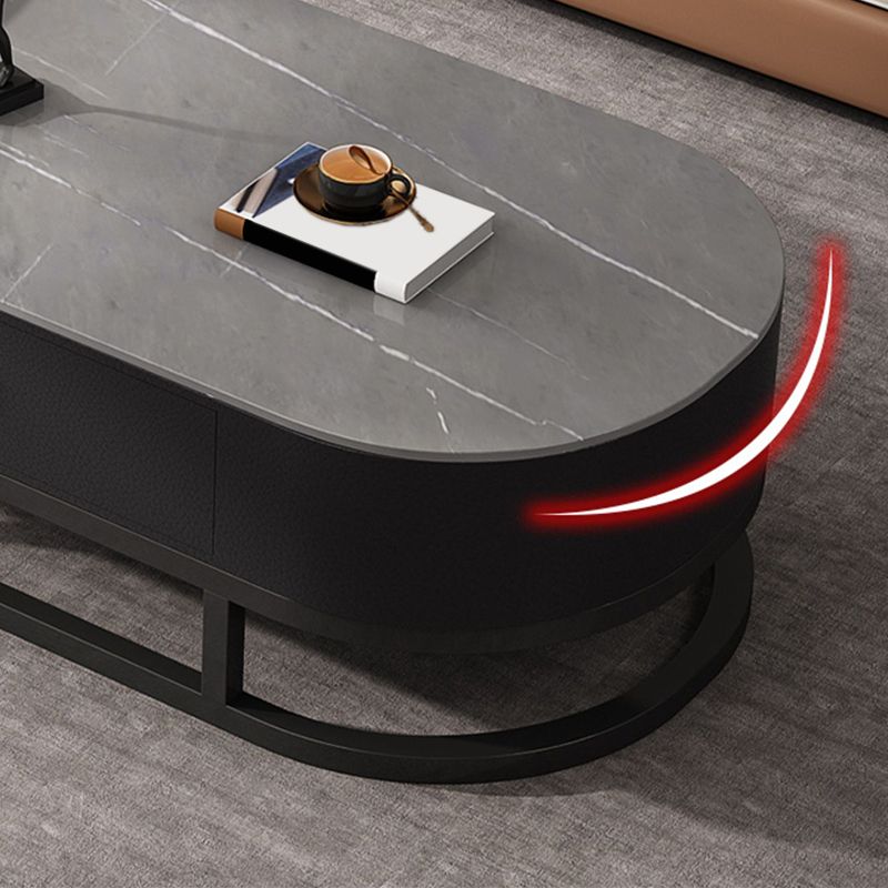 Oval Coffee Table Slate Nesting Coffee Table Set for Living Room