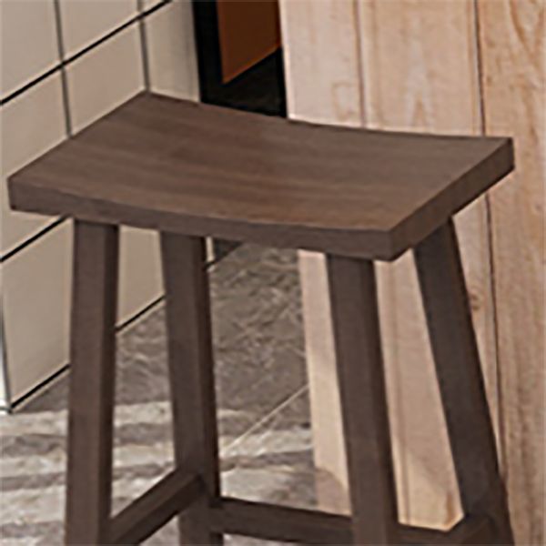 Industrial Armless Counter High Stool Solid Wood Backless Bistro Pub Stool with 4 Legs