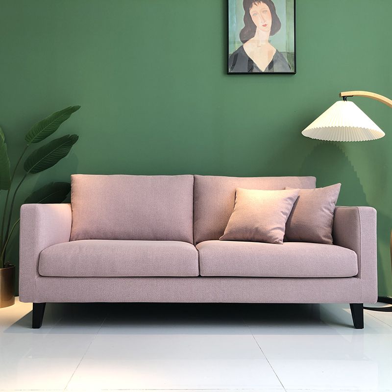 Contemporary Linen Tuxedo Arm Standard Sofa with Loose Back for Living Room