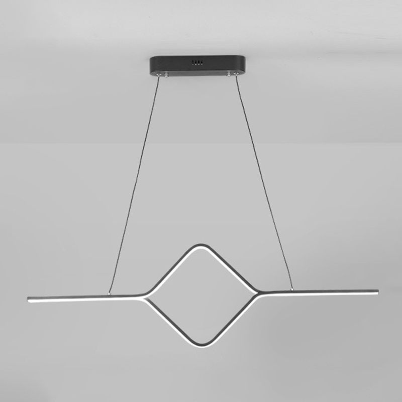 Linear Shape Island Pendant Modern Style Metal 2 Lights Island Lighting for Bedroom