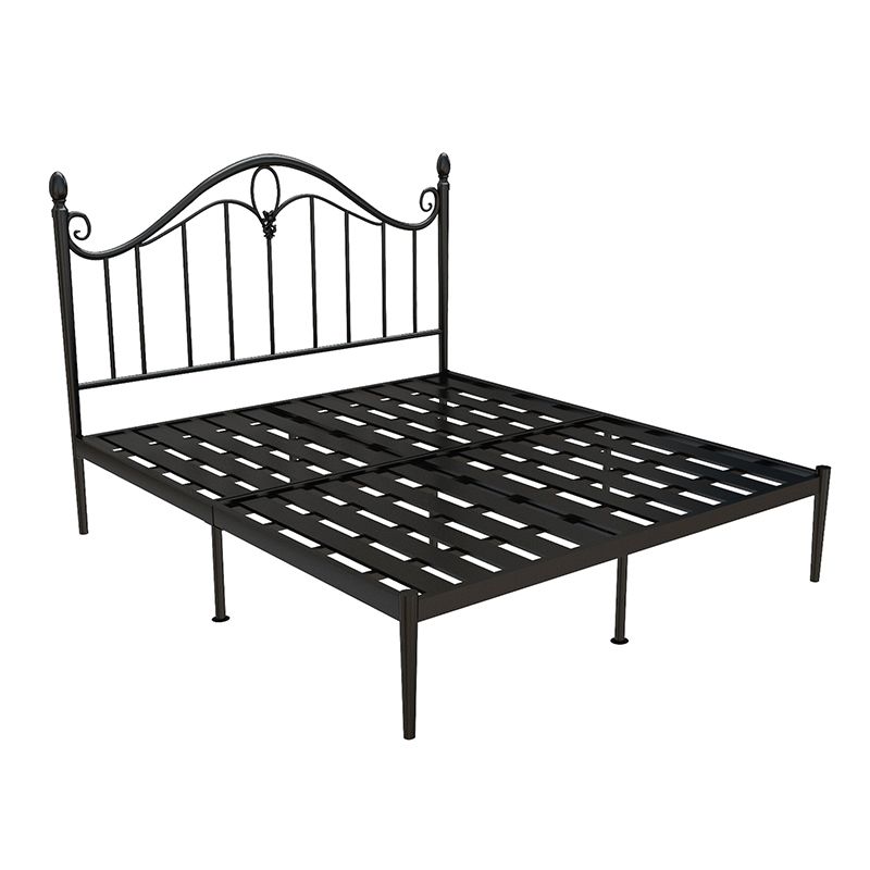 45" Tall Glam Standard Bed Metal Open-Frame Bed with Arched Headboard