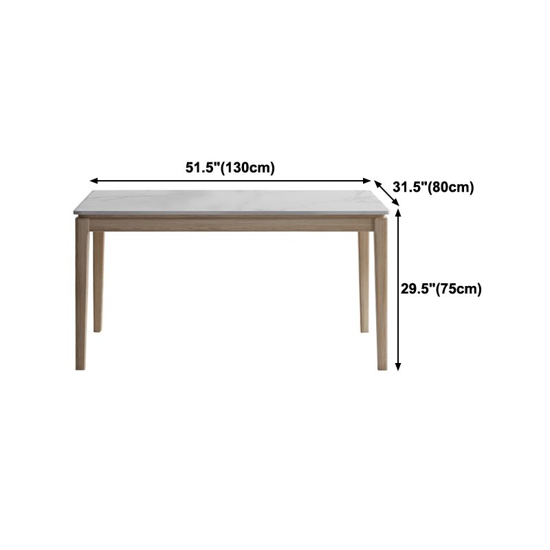 Witte bovenste eettafel Moderne vaste houten eettafel met 4 houten benen