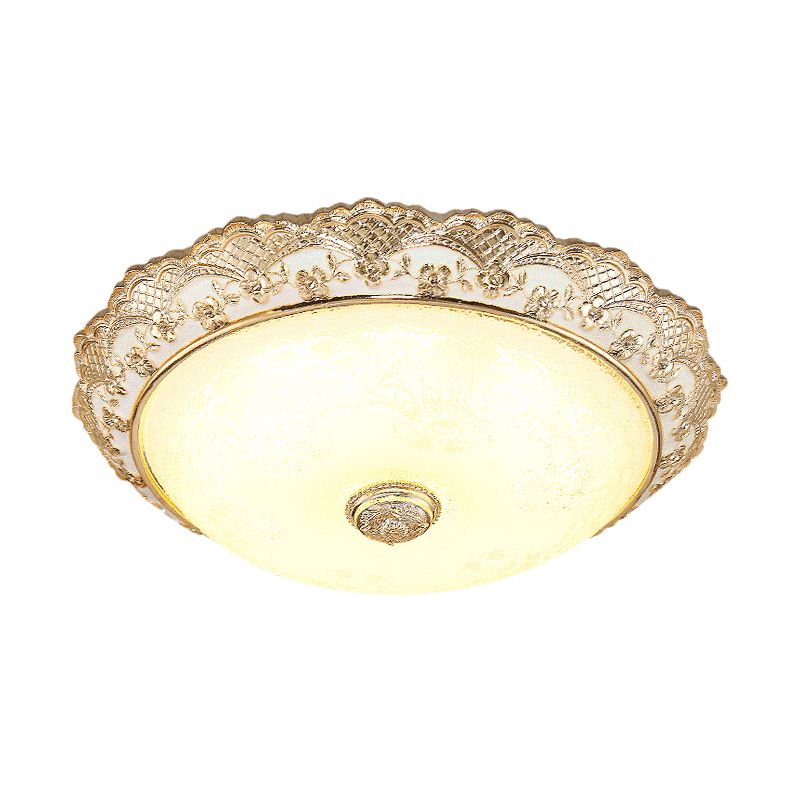 Gold LED Deckenleuchte Traditionelle Creme Glas Domed Design Flush Light for Bedroom, 12 "/16" /19.5 " Breite