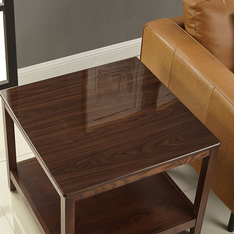 Farmhouse Living Room 4-Leg End Table One-Shelf Wooden Sofa End Table