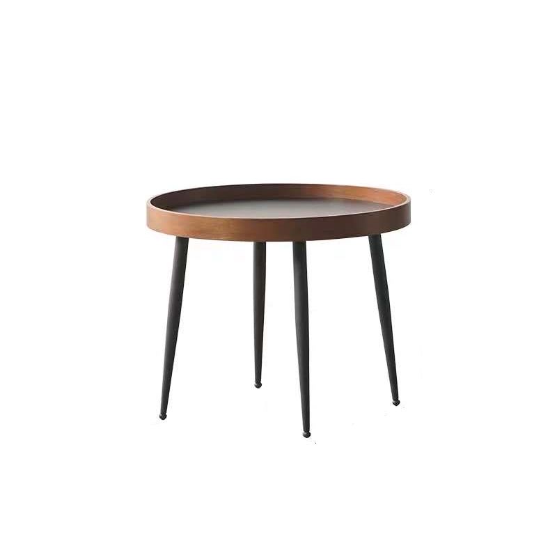 4 Legs 1/2 Round Coffee Table Solid Wood Coffee Table Set in Brown