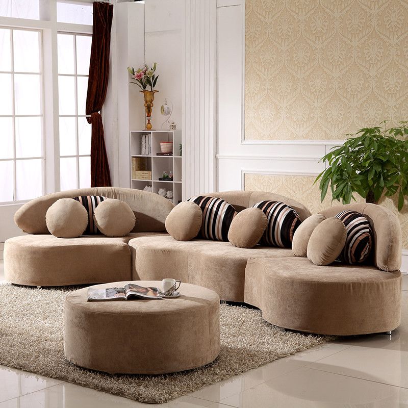 Living Room Contemporary Curved Armless Stationary Cushions Sofa