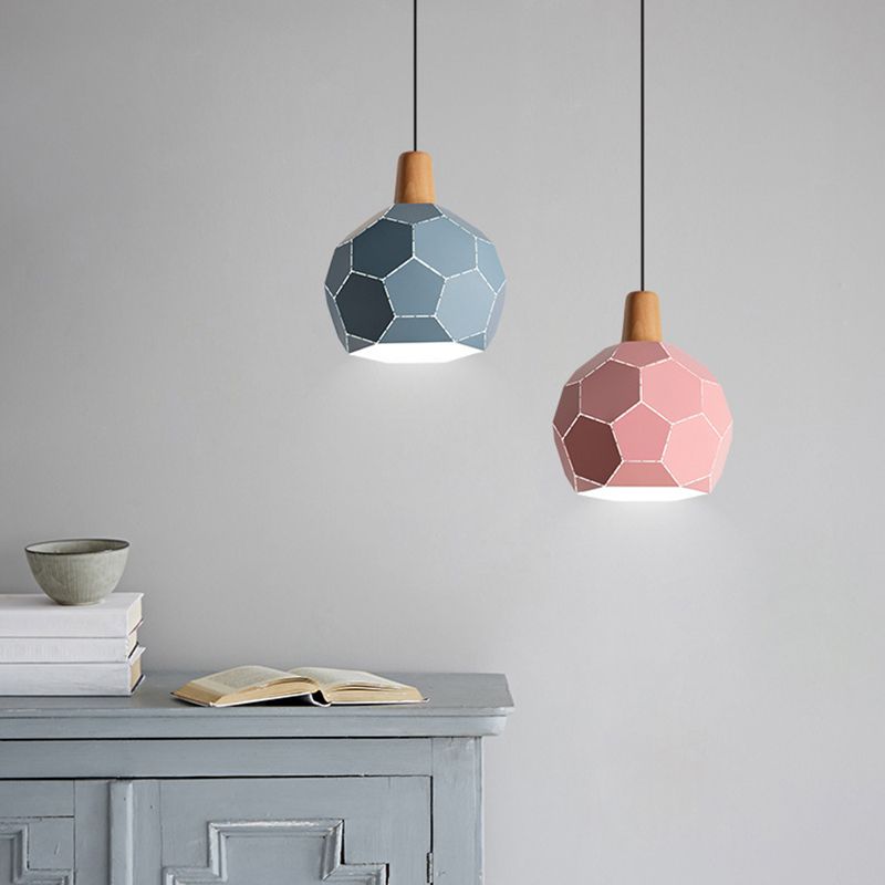 Metal Spherical Shade Hanging Lights Modern Macaron Style 1 Light Hanging Mount Fixture