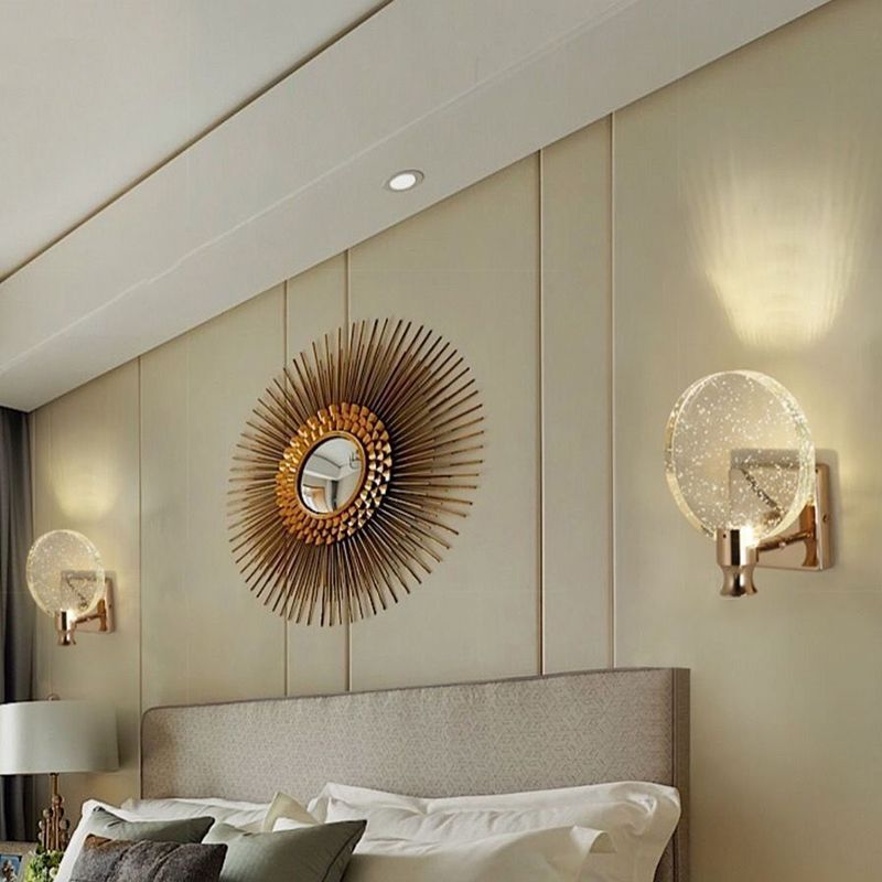 Round Vanity Lighting Modern Style Crystal 1 Light Vanity Wall Sconce