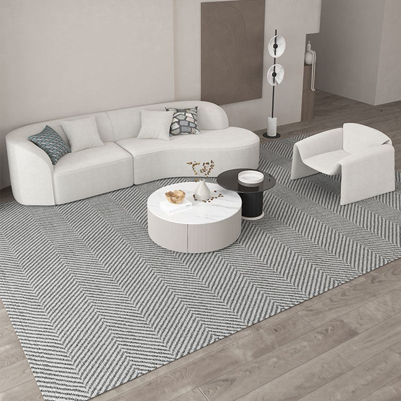 Modern 27.55" H White Wool Tuxedo Arm Curved Sofa for Living Room