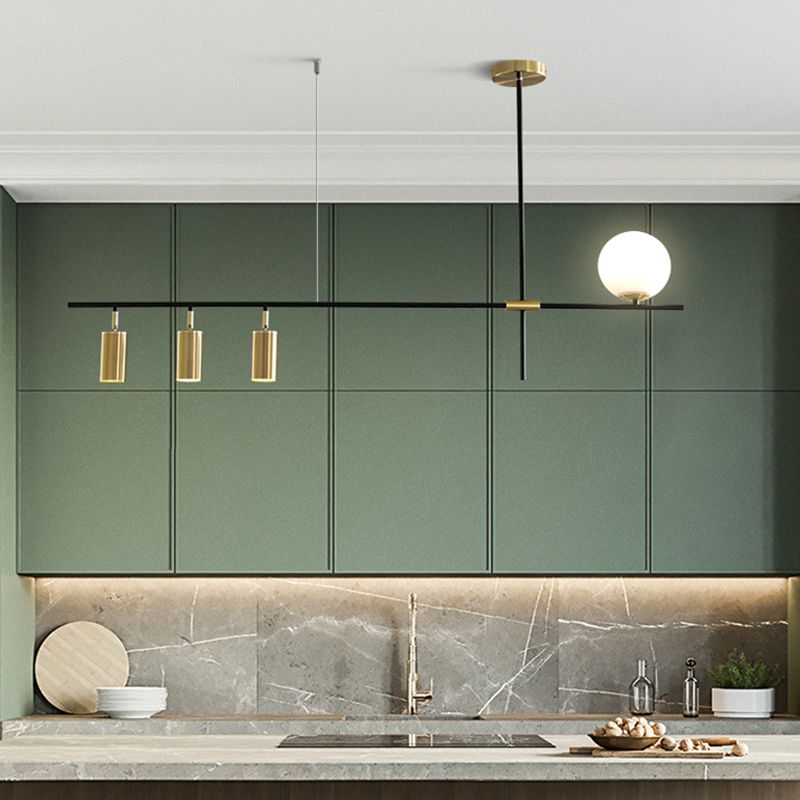 Luces de isla de forma lineal iluminación de isla de metal de estilo moderno