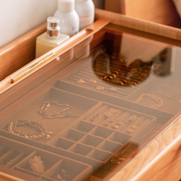 Scandinavian Drawers Dressing Table Solid Wood Dresser Mirrored Vanity Set