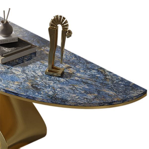 Glam Blue Console Table Half Moon Console Sofa Table for Hall