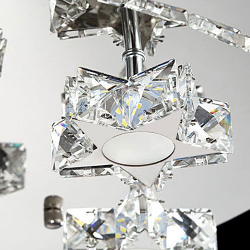 Ringed Shape Semi Flush Mount Modern Style Crystal Flush Ceiling Light in Silver