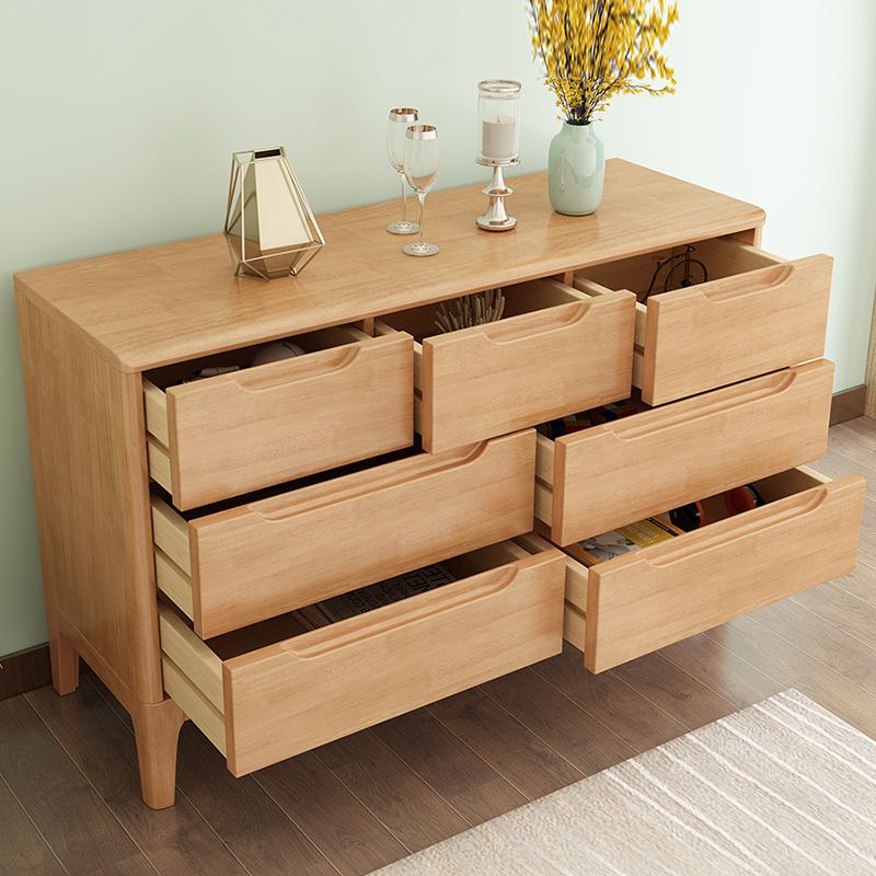 5/7 - Drawer Accent Chest Rubberwood Small Chest in Brown/Natural