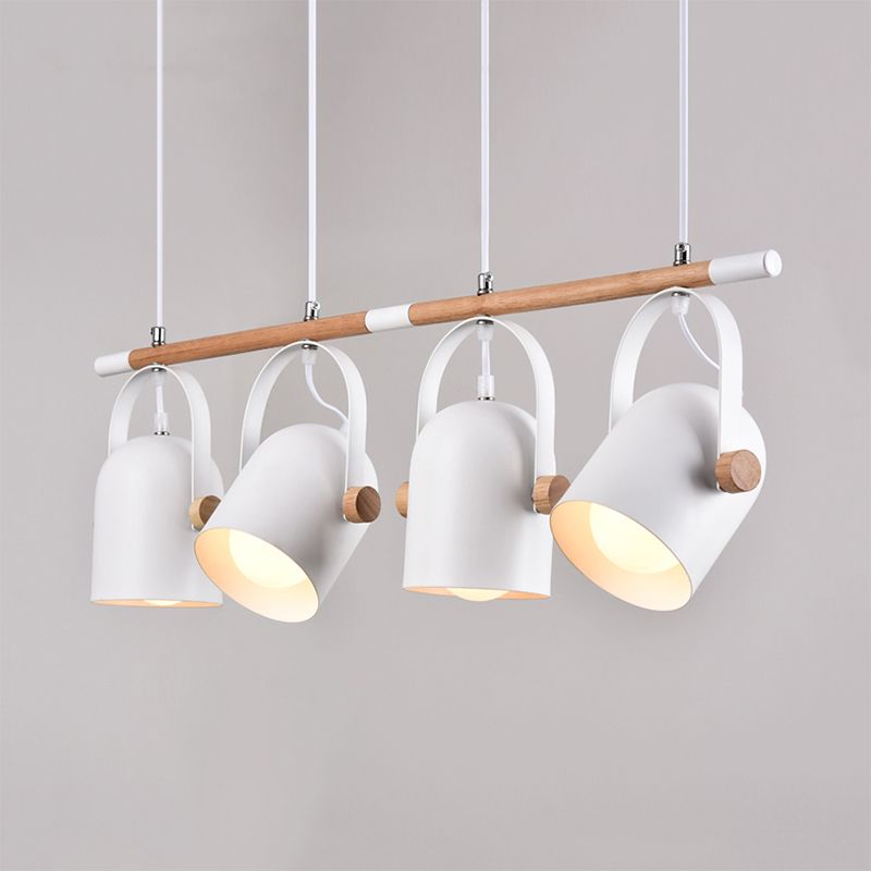 Adjustable Dome Shade Island Lighting Metal Triple Light Nordic Style Ceiling Pendant in White