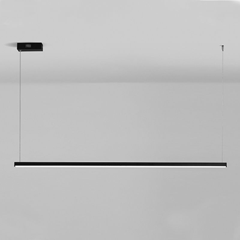 Estilo moderno de forma lineal isla luz de metal 1 idea de iluminación de la isla ligera en negro