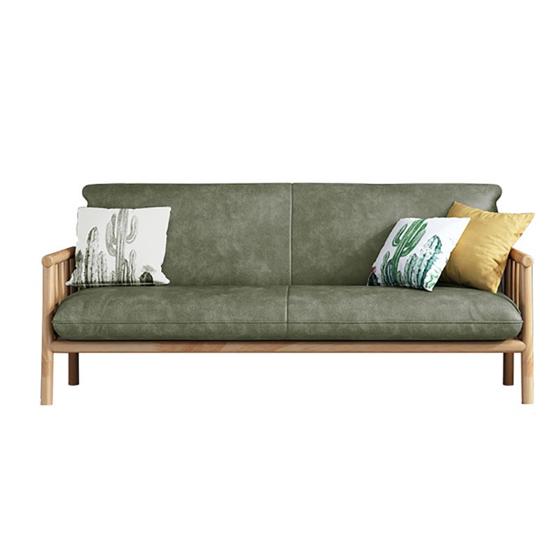 2-seats Faux Leather Rolled Arm Sofa 28.7"W with 2 Pillows Stain Resistant Sofa