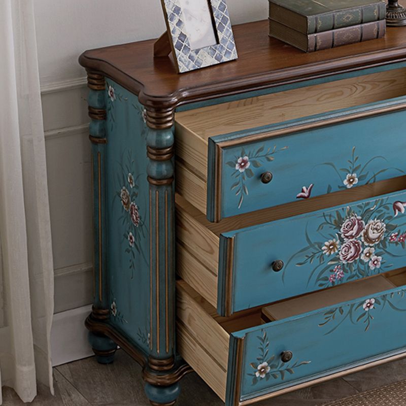 Distressed Wood Accent Chest 32.8" Tall 3 Drawers Side Cabinet