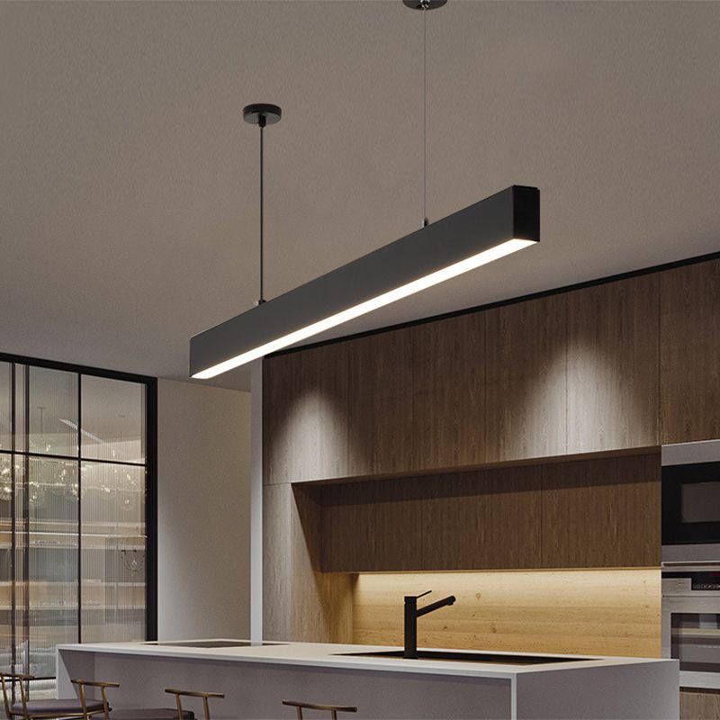 Éclairage île rectangulaire noir mat