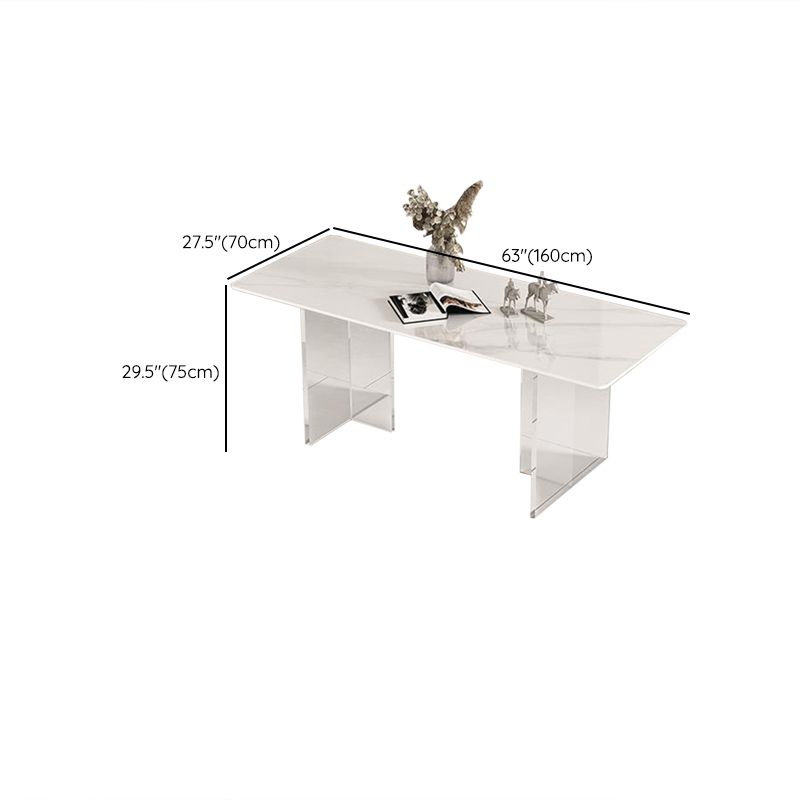 Contemporary Style 1/2/4/6 Pieces Dining Chairs Set Rectangle Stone Furniture in White