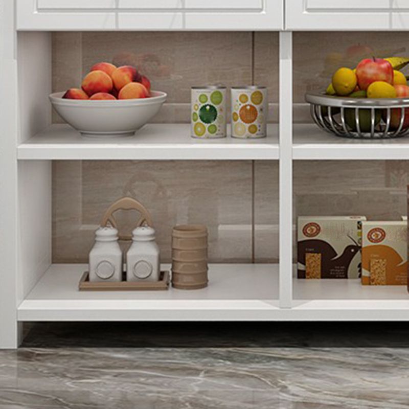 Matte Finish Pine Wood Kitchen Island Table with Open Storage for Dining Room