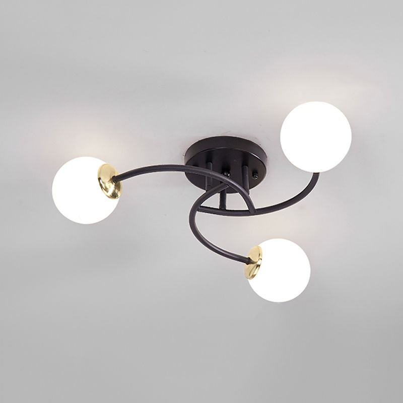 Simplicity Ball Shape Semi Flush Mount Lighting Glass Bedroom Semi Flush Ceiling Light