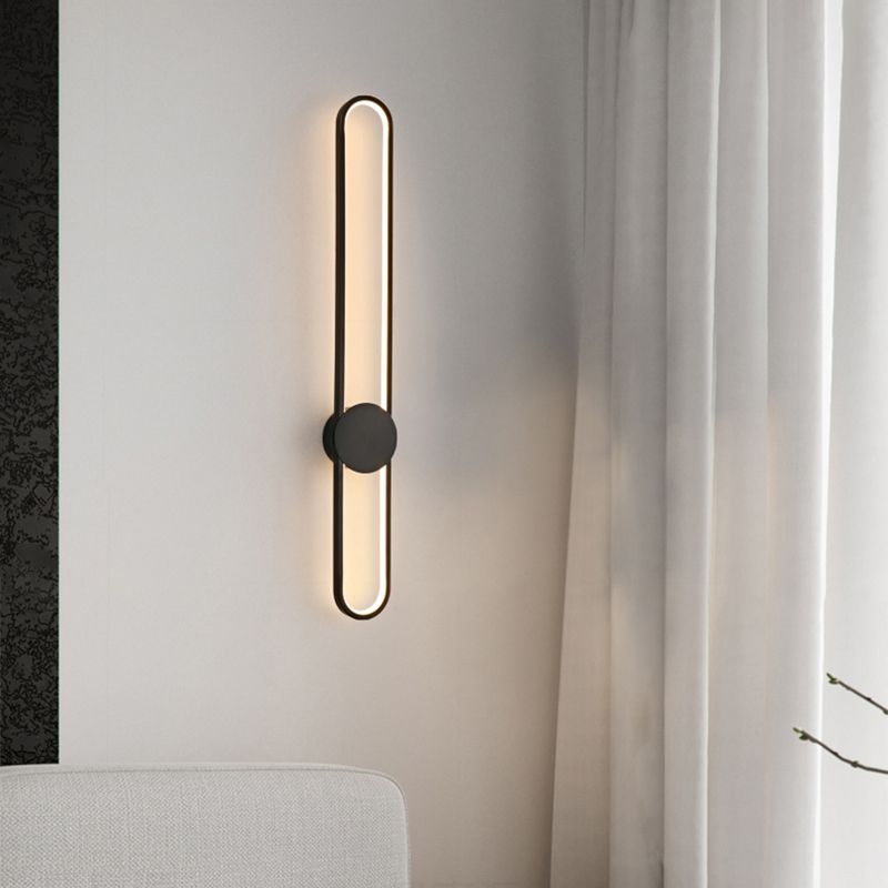 Nordic Style Brass Wall Light Linear Single Light LED Wall Sconce for Living Room