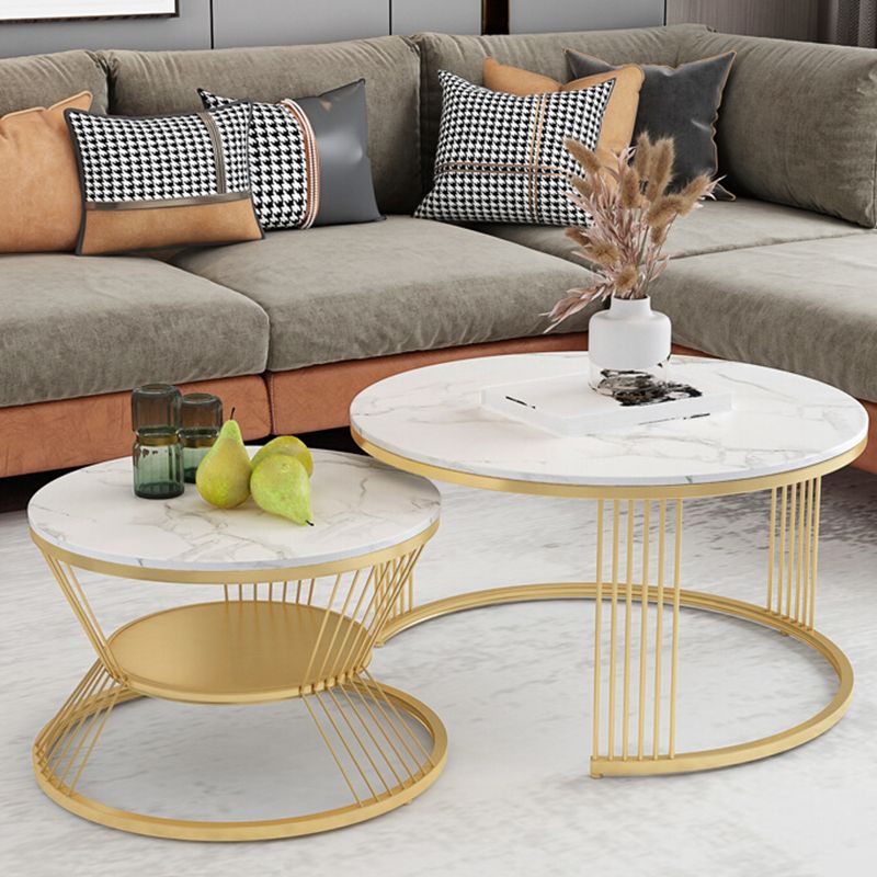 Slate Coffee Table Round Nesting Coffee Table Set for Living Room