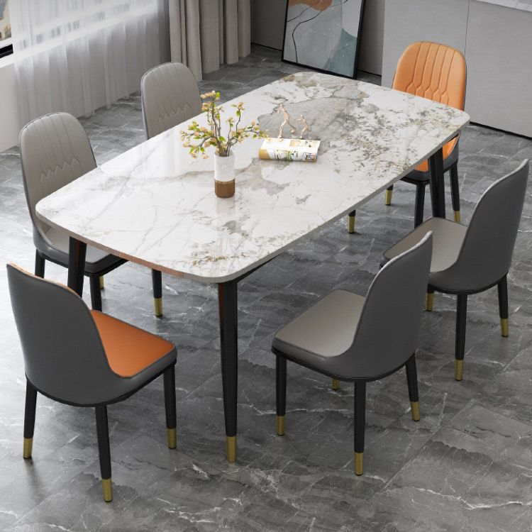Traditionelle Luxus -Rechteck -Essstelle Tisch Stein Esszimmer Hausmöbel für Zuhause