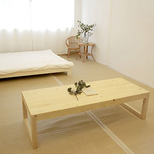 15"H Contemporary Coffee Table Solid Wood Coffee Cocktail Table