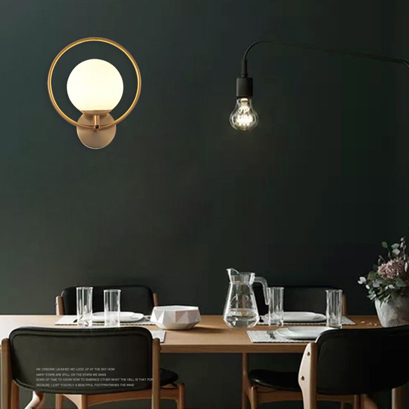 Hoop Shape Wall Sconce Modern Style Metal 6 Lights Wall Mount Lamp for Living Room