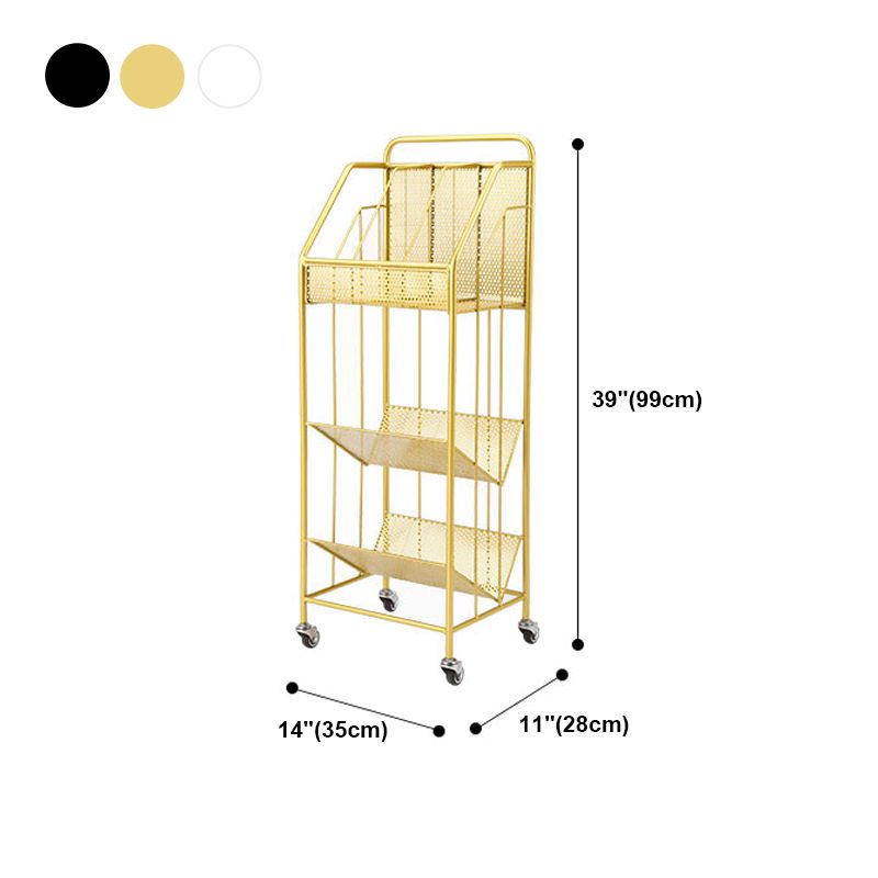 3-Shelf Metal Geometric Bookshelf Contemporary Closed Back Book Shelf,39" H x 11" W