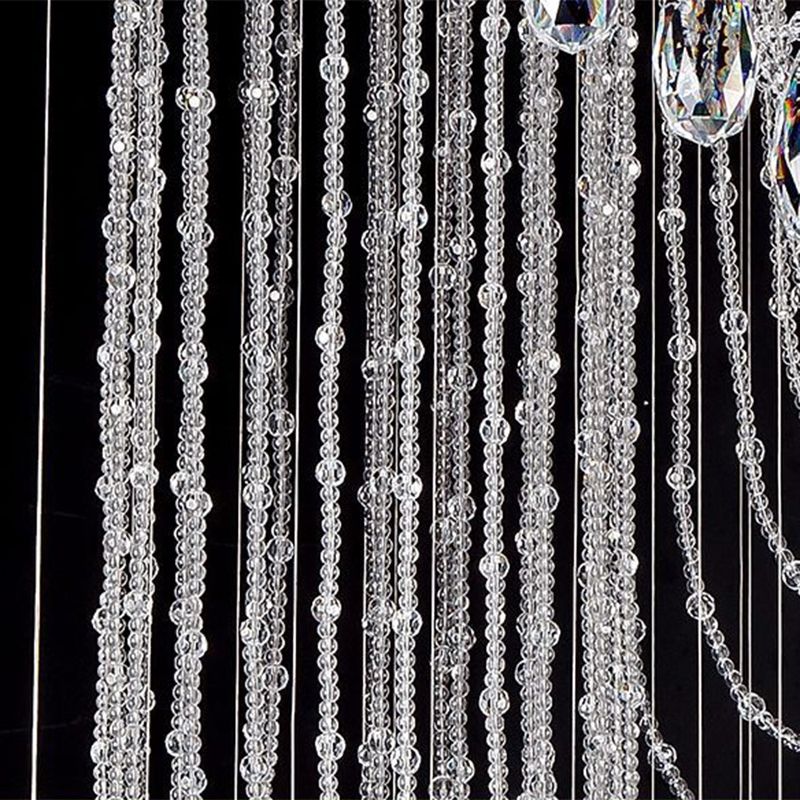 Spiraler Wasserfalltreppe Multi-Pendant zeitgenössischer klarer Kristallkugel 5-Bulb-Federungslampe