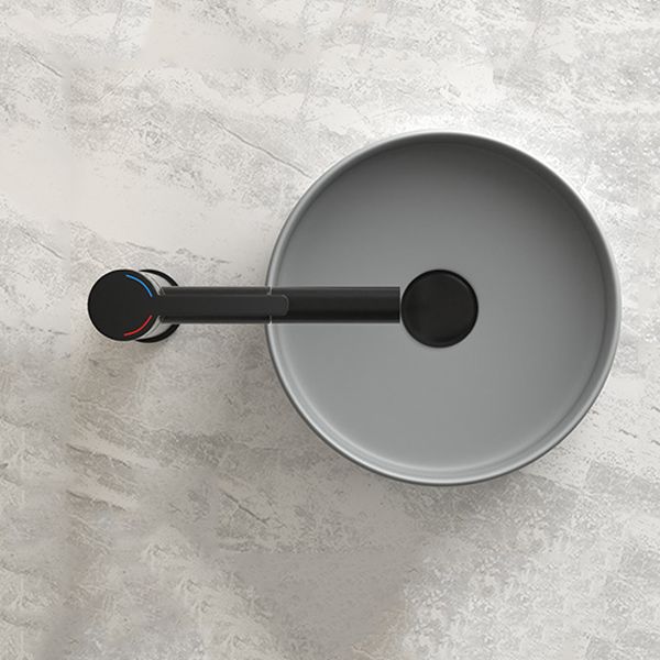 Modern Bathroom Sink Porcelain Pop-Up Drain Round Vessel Lavatory Sink