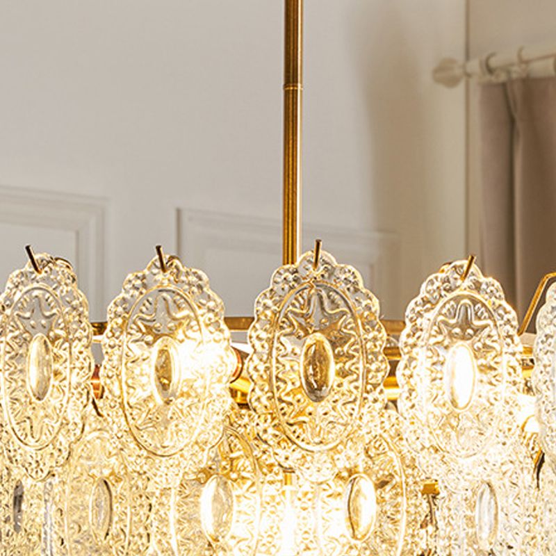 American Style Chandelier Light Fixture Metal Glass Chandelier in Gold