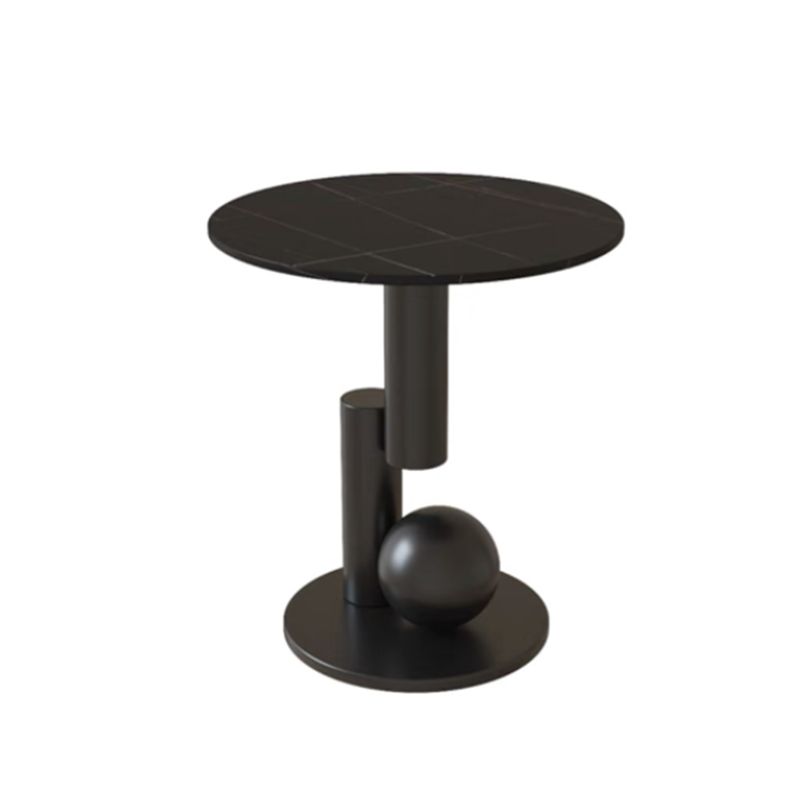 Mid-Century Modern Round Scratch-Resistant Accent Side Table Iron Pedestal End Table