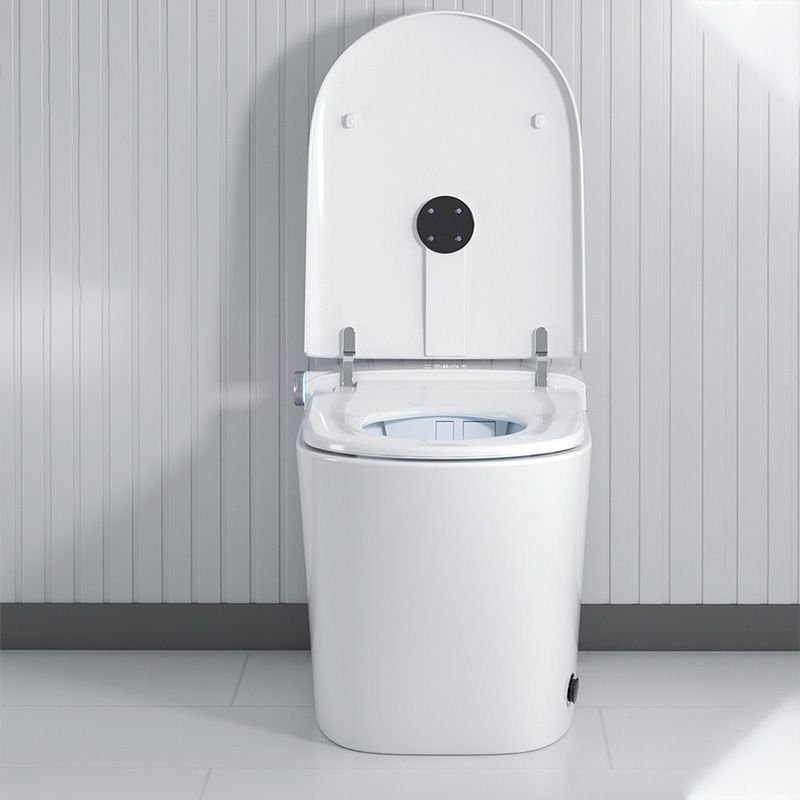 White Elongated Antimicrobial Floor Mount Bidet with Warm Air Dryer