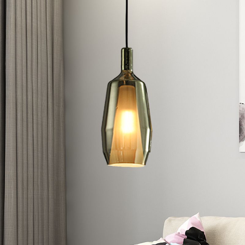 Tulip Pendant Light Fixture Modern Green Glass 1 Head Dining Room Hanging Lamp Kit
