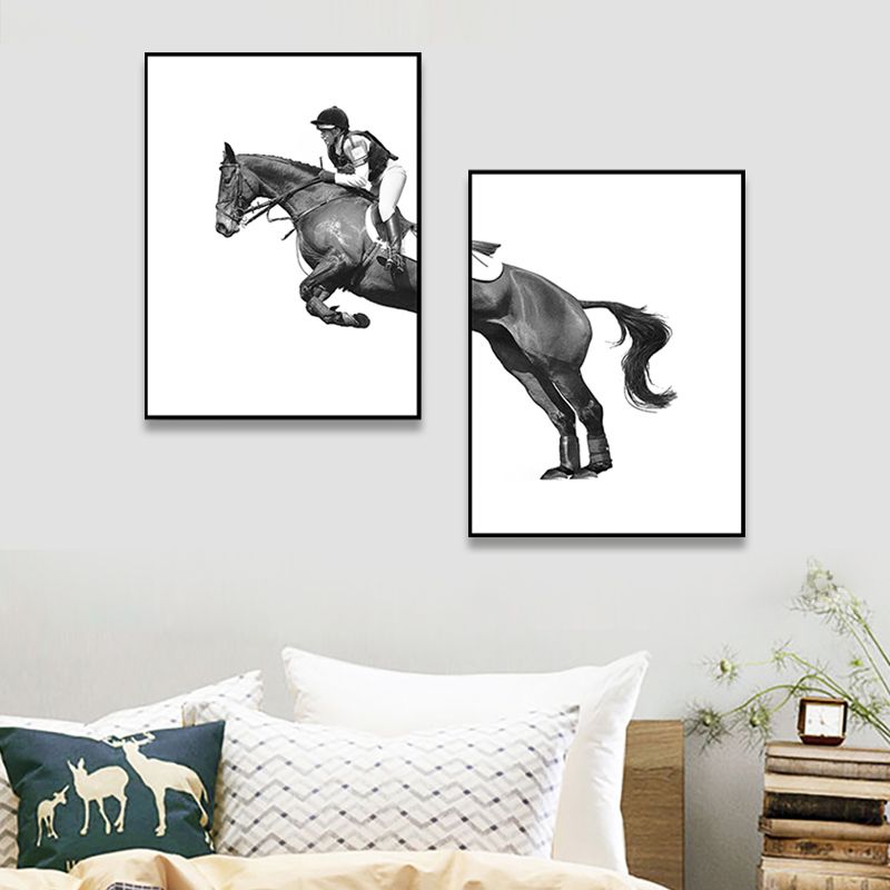 Horseback Riding Woman Canvas Textured Contemporary House Interior Wall Art Decor