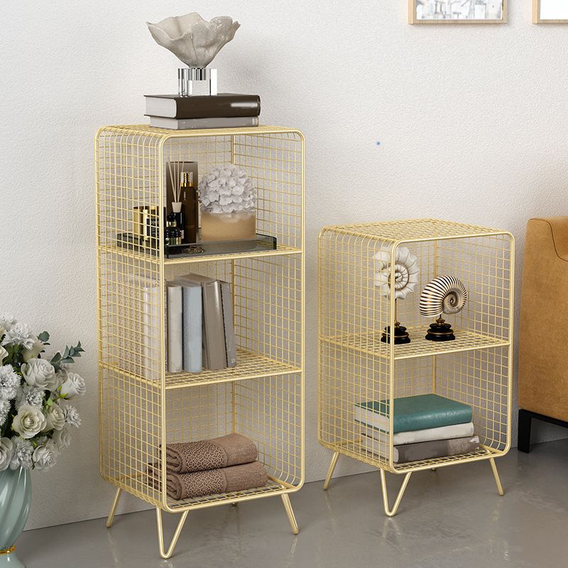 Steel Bookcase with Shelves 12" W Gold Closed Back Bookcase for Living Room