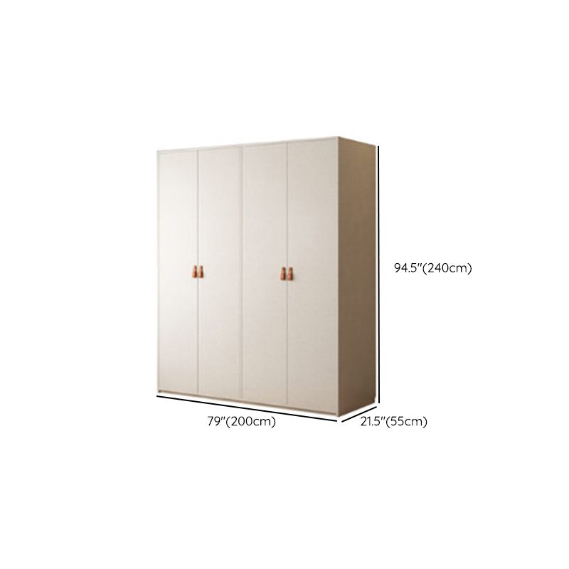 Modern White Wardrobe Cabinet Engineered Wood Wardrobe with Garment Rod