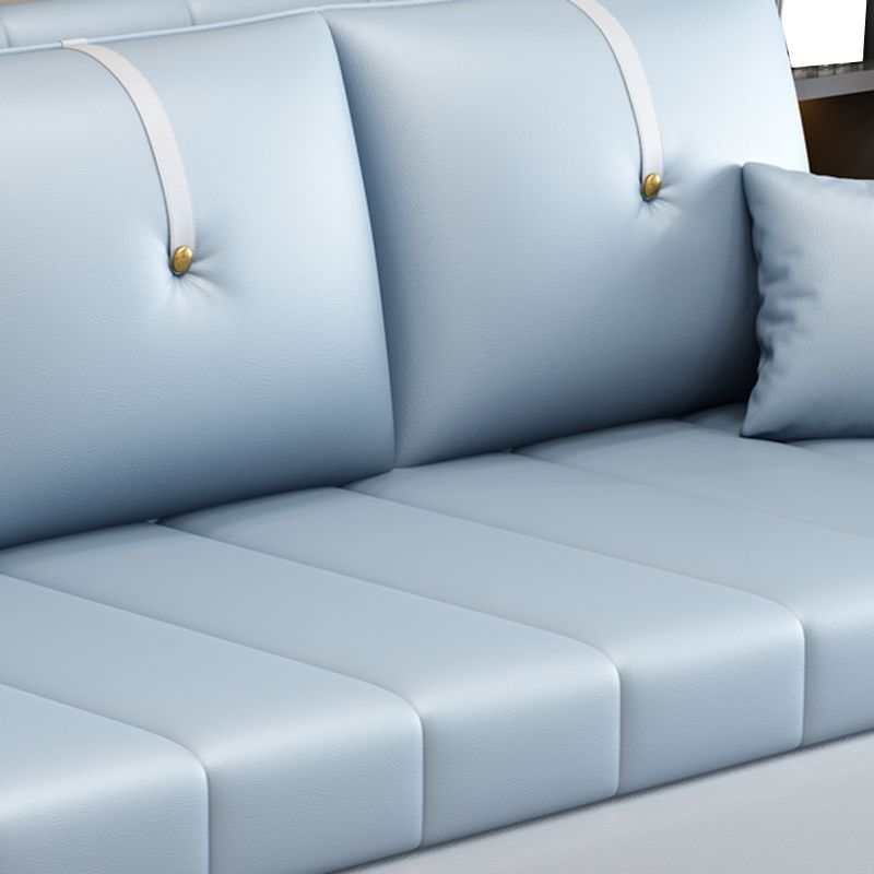 Square Arm Standard Couch Bed Contemporary Faux Leather Bed Sofa Couch