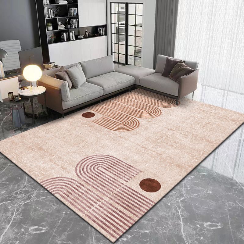 Orange Modern Carpet Polyester Piece Carpet Stain Resistant Carpet for Drawing Room