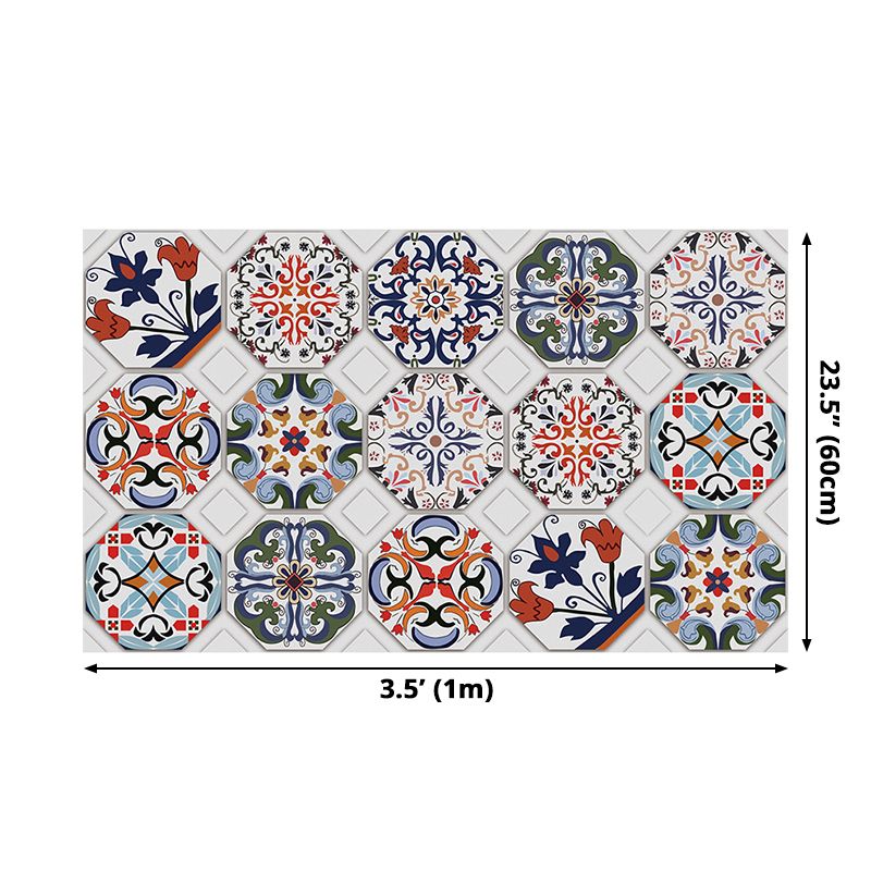 Mandala Tiles Wallpaper Panel Set in Blue PVC Wall Art, Peel and Paste, 3.5' x 8"