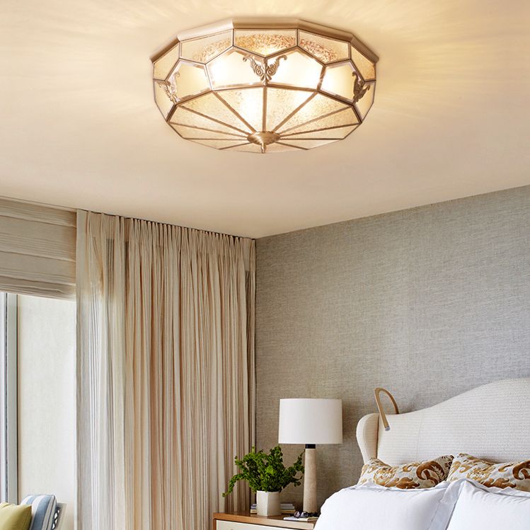 Luminaire encastré traditionnel en verre pour chambre à coucher, plafonnier en laiton