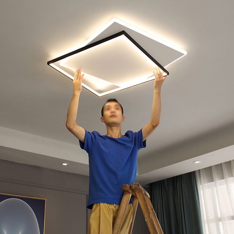 Moderne métal LED encastré luminaire salon géométrique plafond suspendu encastré