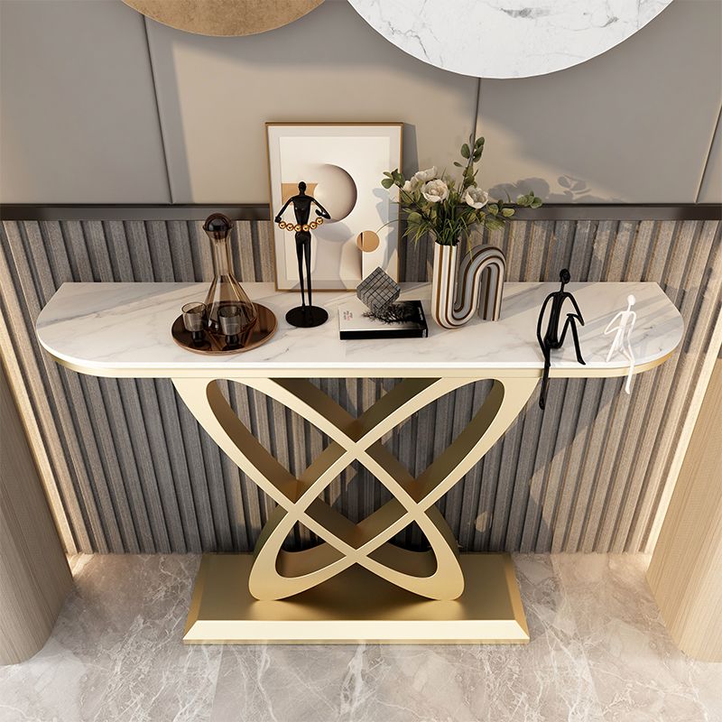 Pedestal Glam Slate Rectangle Scratch Resistant Console Table