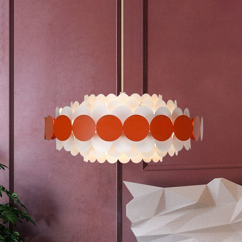 Red/Green Circle Tiers Chandelier Lamp Modernist 3-Light Metal Hanging Pendant Light for Living Room