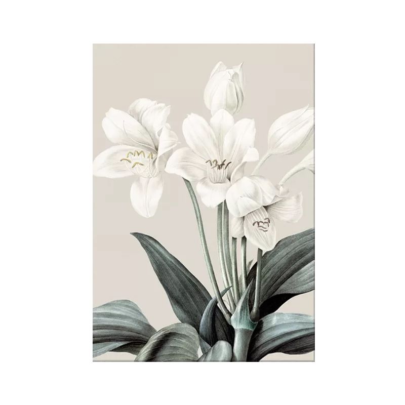 Still Life Flowers Painting Canvas Print Modern Textured Wall Art for Girls Room