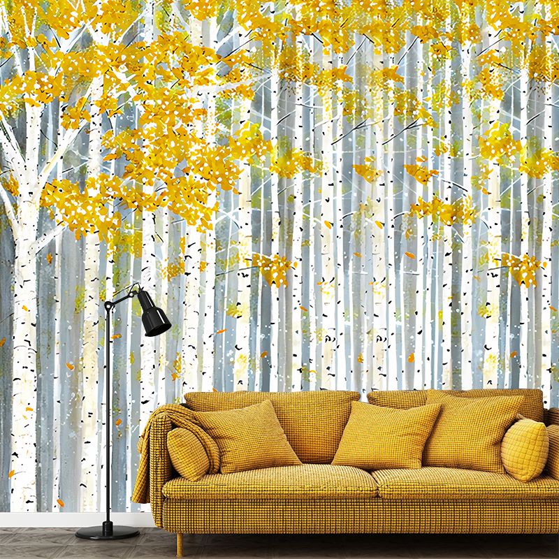 American Wall Art for Living Room, Yellow and Green Birch Tree, Personalized Size Available